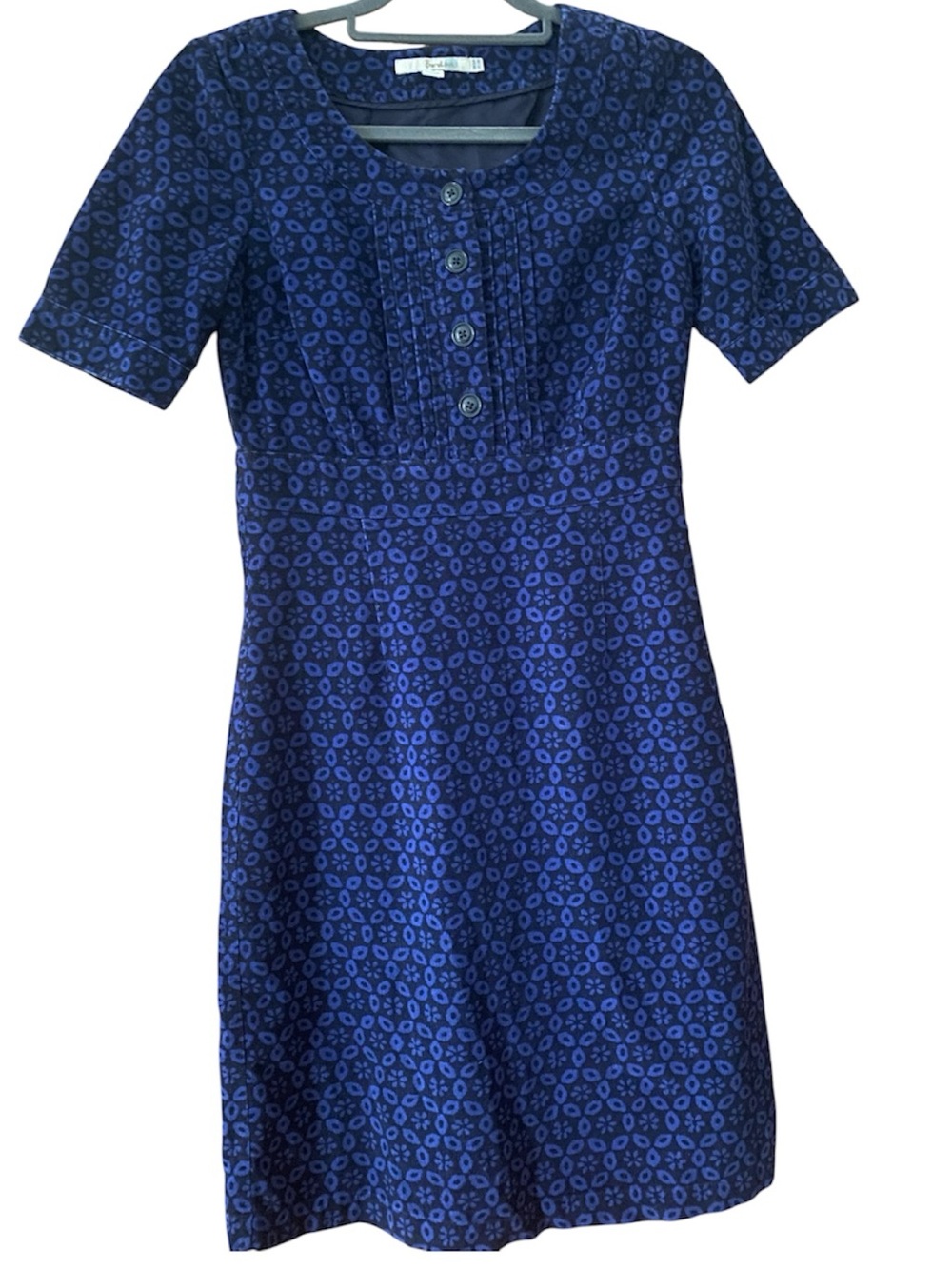 Boden Blue Corduroy Floral Print Fit & Flare Dress Size 2R